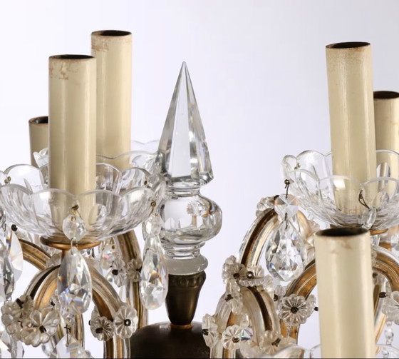 Image 1 of Large bohemian crystal Candlestick/candelabre floor lamp 1950’s