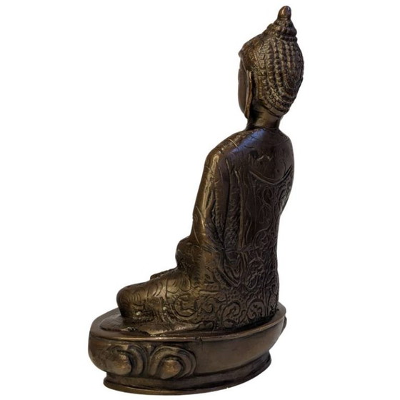 Antiek Bronzen Boeddhabeeld in Vitarka Mudra – 121 – Beeldhouwkunst (photo 6 of 9)