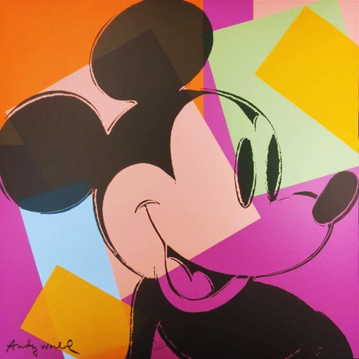 1980s Big Andy Warhol "Mickey Mouse" Limited Edition Lithograph Numbered In Pencil By CMOA. 60 cm / 23.62 (photo 2 of 5)