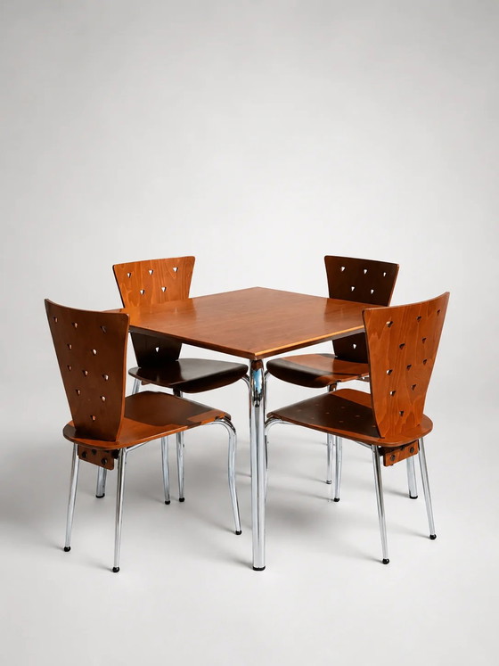 Salle à manger complète italienne vintage – Salles à manger complètes, Metal, Chrome, Italian Design (photo 2 of 9)