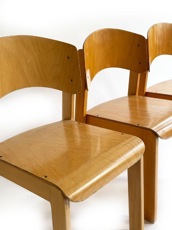 Image 1 of Chaises d'écolier vintage pour enfants, lot de 3 - empilables