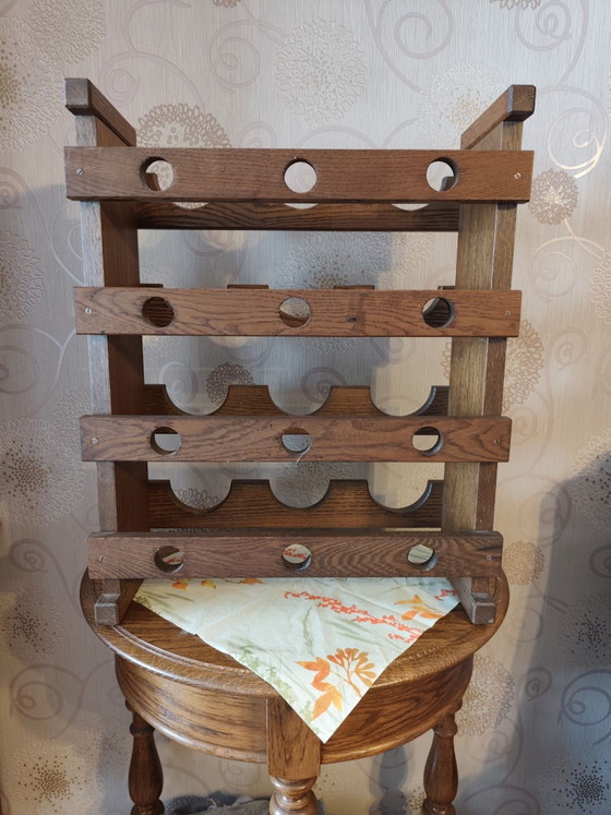 Vintage Brutalist Wine Rack – Metal, Wood (photo 7 of 11)