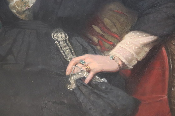 Image 1 of Groot olieverfschilderij op canvas, Portret van een dame, gesigneerd en gedateerd 1913