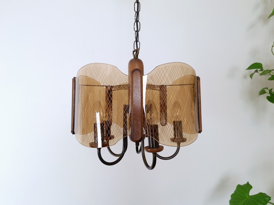Image 1 of Grand lustre Mid Century / Lampe pendante vintage / Luminaire rustique élégant / Yougoslavie années 1970 / Lampe suspendue