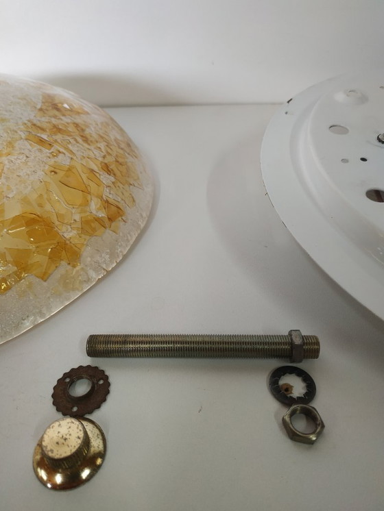 Image 1 of Rare Massive design 70s 'gold leaf' effect ceiling lamp (probably Murano glass).