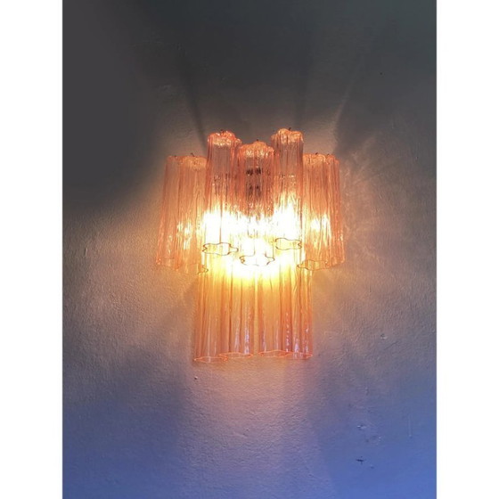 Image 1 of Applique murale contemporaine rose Murano de style Venini