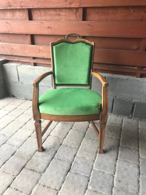 Fauteuil vert français vintage