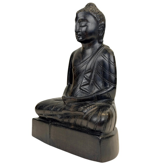 Buda de madera de Sri Lanka en Dhyana Mudra – Mediados del siglo XX – Lote 757 – Esculturas (photo 6 of 8)