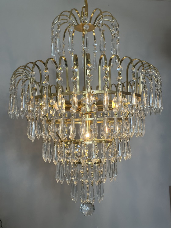 Image 1 of cut crystal point icicles chandelier