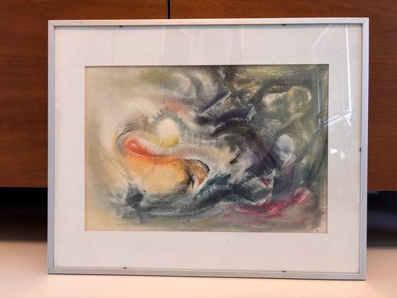 Image 1 of Decoratief schilderij in een aluminium frame met glazen paneel