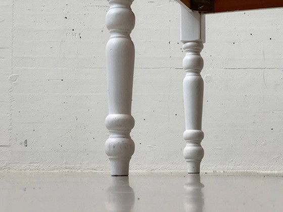 Image 1 of Large country-style dining table, solid wood, white painted, 1980s