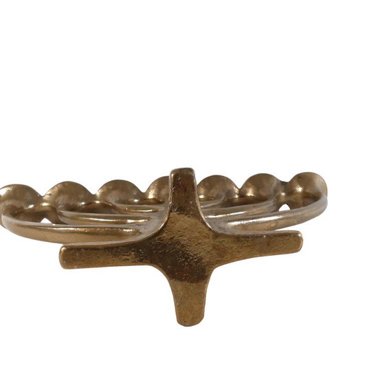 Grande candeliere brutalista in bronzo, 7 fiamme, 36 cm – Harjes, Portacandele, Bronze (photo 7 of 7)