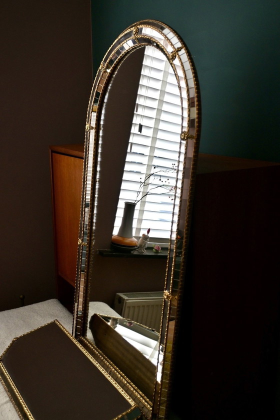 Image 1 of Grote Venetiaanse mozaïekspiegel bijpassend spiegelplateau