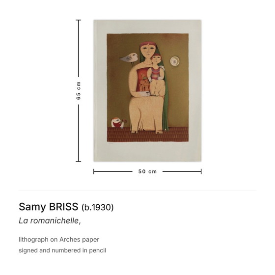 Image 1 of Samy BRISS La romanichelle Signed lithograph