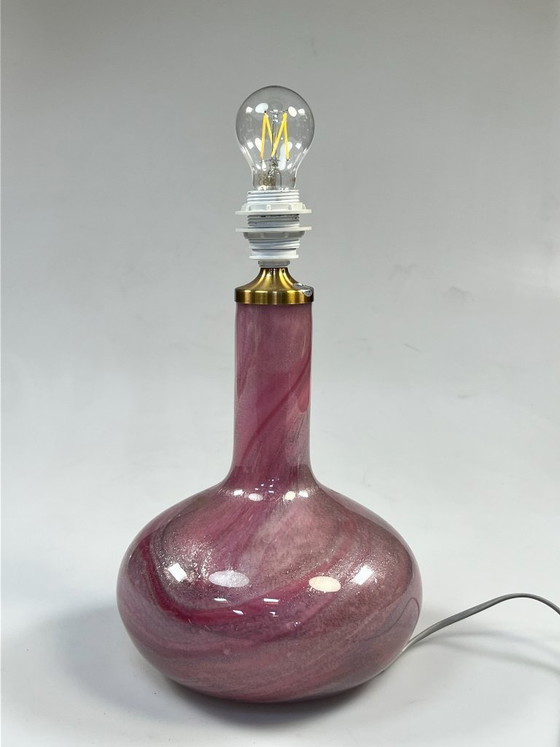 Image 1 of Vintage Danish Table Lamp, Purple Glass, Holmegaard Troll 2