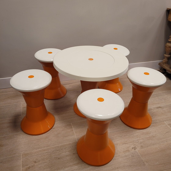 Image 1 of “Tam Tam / Diabolo” Table and Stool Game, After Henry Massonnet, Space Age, 70's – Italy