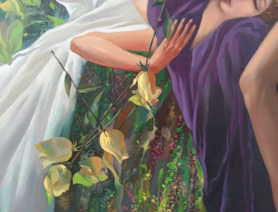 Peinture à l'Huile Originale Abstraite Figurative Nu Sons d'Été – Peintures et dessins, Canvas (photo 10 of 11)