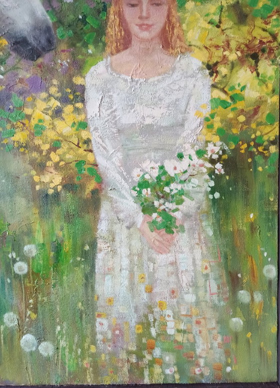 Original Oil Painting Abstract Girl With Horse Nature Spring – Paintings & Drawings, Canvas (photo 6 of 8)