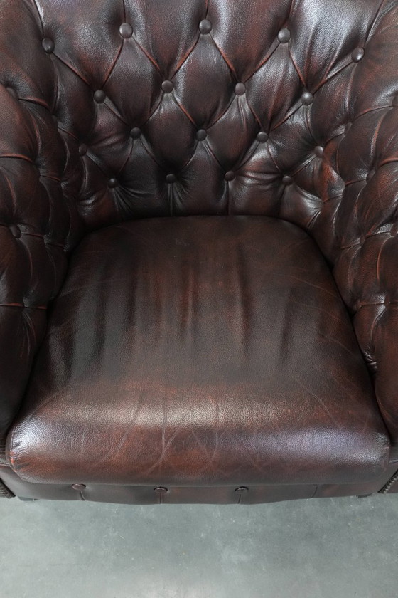 Image 1 of 3 fauteuils club Chesterfield classiques en cuir de vachette