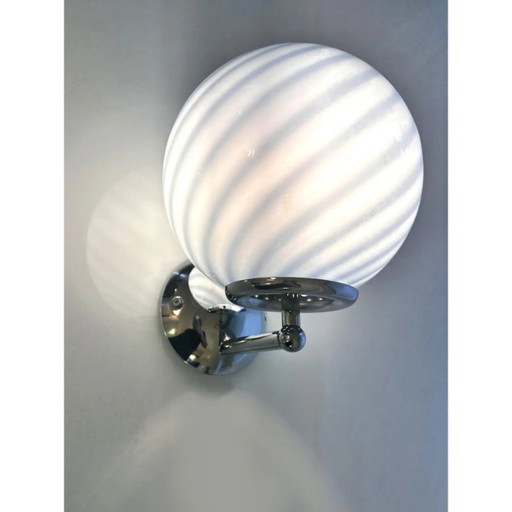 Contemporary Blue Swirl “Rods” Murano Glass Wall Sconces-Set of Two