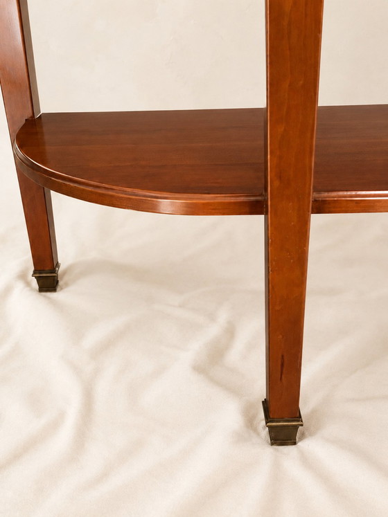 Console Demi-Lune Style Directoire/Louis XVI Revival en Bois Merisier et Marbre Veiné, 110 cm – Wood, Marble (photo 6 of 8)