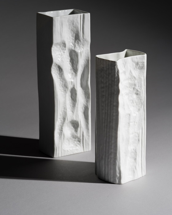 Image 1 of Rosenthal Studio-Linie Vase Op Art Allemand Duo Martin Freyer Années 70 Bisque Porcelaine