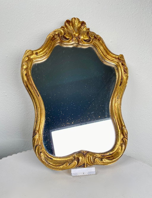 Small Vintage Rococo / Regency Style Gilded Mirror – Ornate Gold Baroque Accent Mirror - Small Wall & Vanity Console Mirror