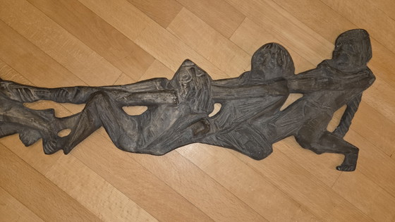 Großes Bronze Relief „Die Tauziehenden“ Joseph Krautwald 1m Wandrelief Skulptur – Bildhauerei (photo 3 of 5)