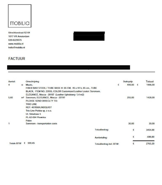 Image 1 of 4x Sgabello da bar Muuto Fiber Tube 65 cm in pelle nera