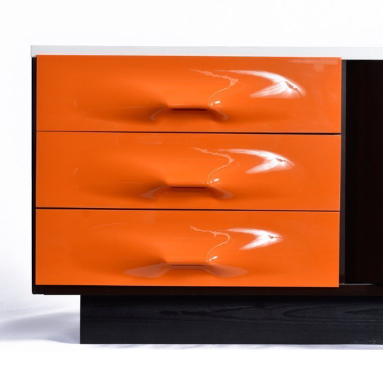 Image 1 of Restored Raymond Loewy Brown Orange and White DF-2000 TV Stand Credenza
