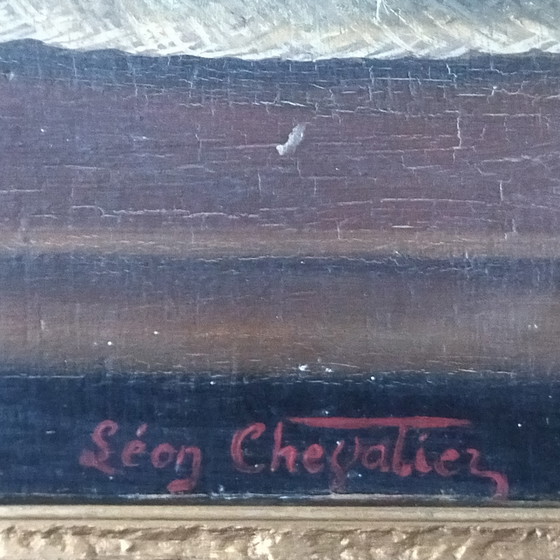 Image 1 of Dipinto antico di un gattino con un mazzo di fiori