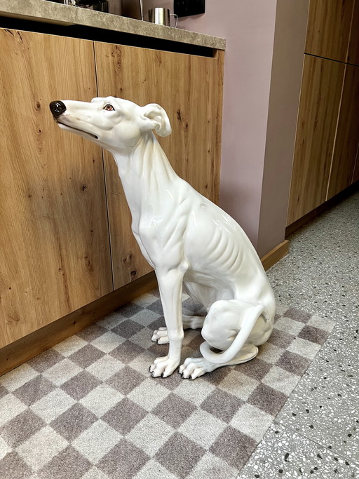 Statua vintage di levriero XL, realizzata in Italia.