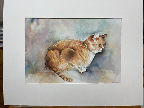 Image 1 of Gatto. Acquerello di Margo Ellen.