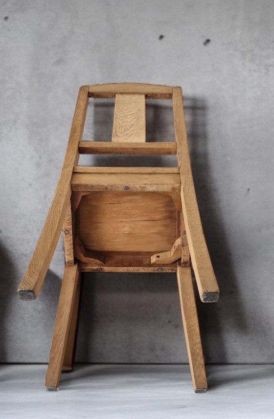 Image 1 of Set of 4 chairs - Solid oak - Art Deco style - 1940s