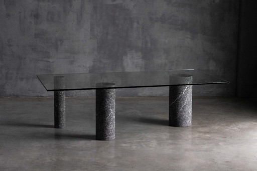 Esstisch aus Marmor und Glas von Massimo Vignelli, Italien, 1980er Jahre