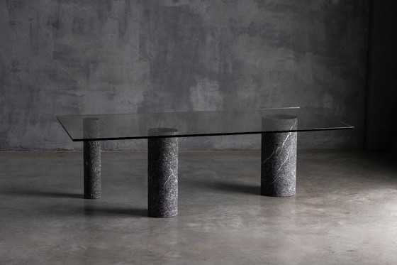 Image 1 of Esstisch aus Marmor und Glas von Massimo Vignelli, Italien, 1980er Jahre