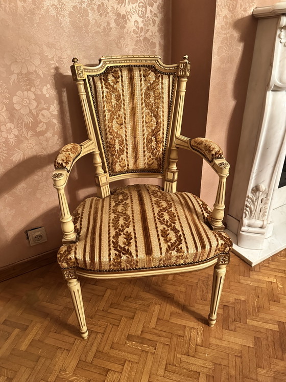 Image 1 of Ensemble de 6 chaises JP Ehalt - Chaises de salle à manger style Louis XIV - Vintage années 70 - Ehalt Meubles Alsace