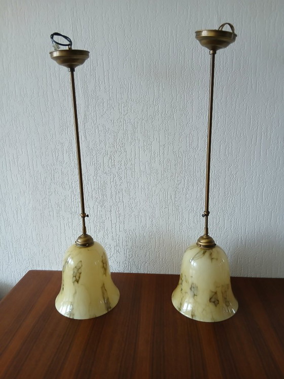 Image 1 of Kelkglas Lampen – Kloklampen – Art Deco - Gemarmerd 