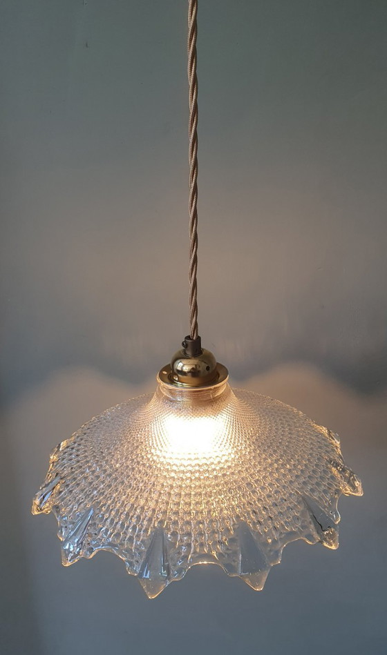 Image 1 of Lámpara colgante Holophane, Art Déco, Antigua. Cristal fundido.