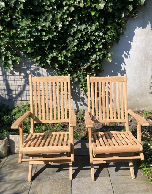2 zeer fraaie teakhouten tuinklapstoelen van Westminster