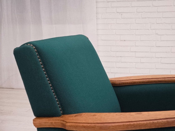 Image 1 of 1970s, Danish Armchair, Furniture Wool, Solid Oak Wood.