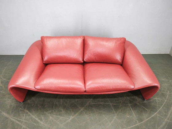Image 1 of Italienisches rotes Ledersofa von Divanotti, Postmoderne, 1990er Jahre