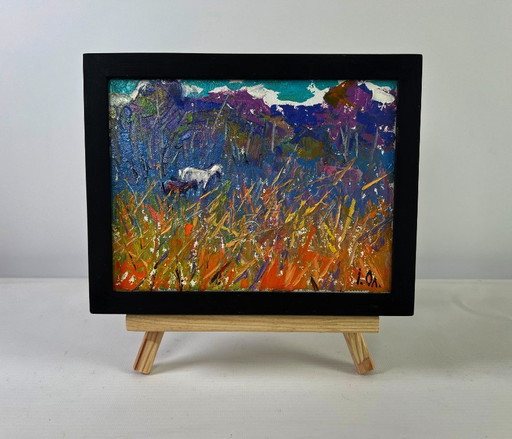 Original Oil Painting Summer Forest Landscape Fresh air and birds singing in the meadow