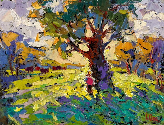 Image 1 of Original Oil Painting Summer Nature Landscape The heat hangs over the field