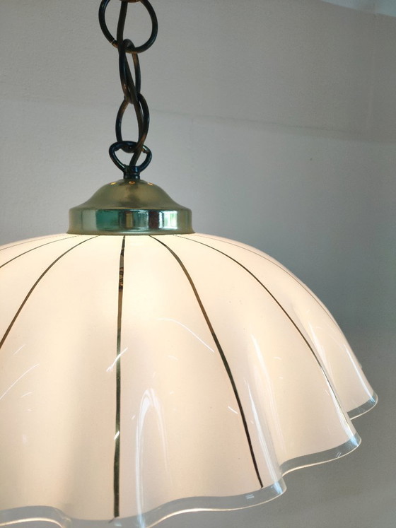 Image 1 of Vintage 'Hollywood Regency/Fazzoletto Style' glass pendant lamp