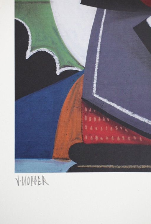 Jone Hopper - Vrouw in de tuin - Ingelijste lithografie van de kunstenaar – lithos zeefdrukken, Paper (photo 2 of 7)