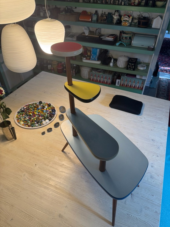 Mid-Century Meerlaagse Plantentafel – Jaren 50/60 Atomic Formica – Hout, lamine (photo 6 of 8)