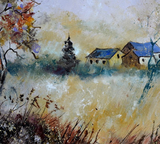 Unas pocas viviendas en un lugar tranquilo. – Pinturas y dibujos, Canvas (photo 3 of 5)