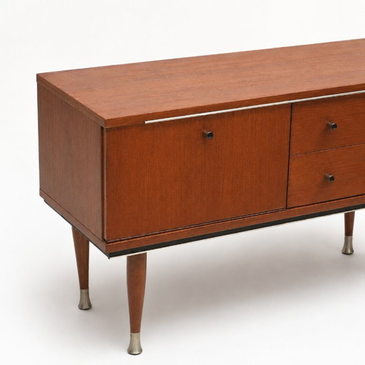 Aparador bajo de teca de estilo vintage, fabricado en la década de 1960.