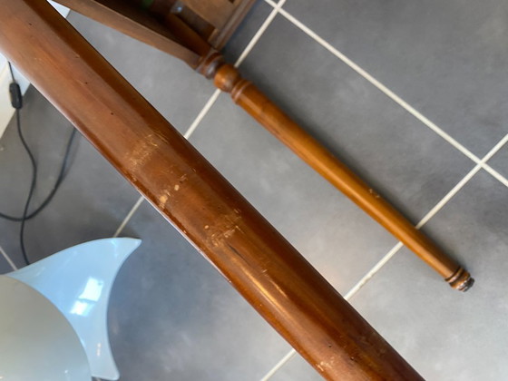 Image 1 of Bureau ancien merisier et marqueterie 2 tiroirs et 2 tablettes 112x60 h76cm